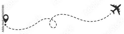 Airplane line path route travel destination silhouette