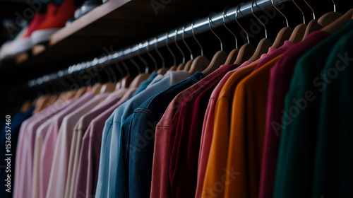 Wallpaper Mural Clothing display on hangers in vintage secondhand store Torontodigital.ca