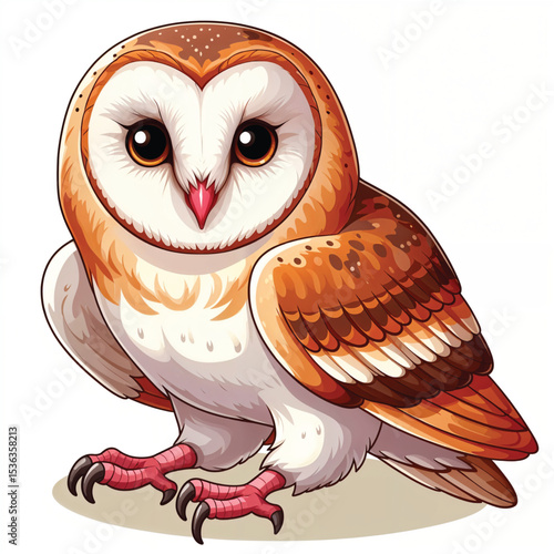 Barn Owl cartoon vector illustration isolated