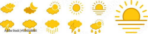Sun icon set . weather and meteorology editable stroke outline icons set  vector illustration.