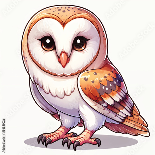 Barn Owl cartoon vector illustration isolated