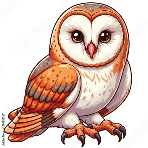 Barn Owl cartoon vector illustration isolated
