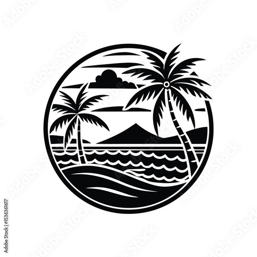 Flat and Minimal aloha coastal icon vector illustration on white background