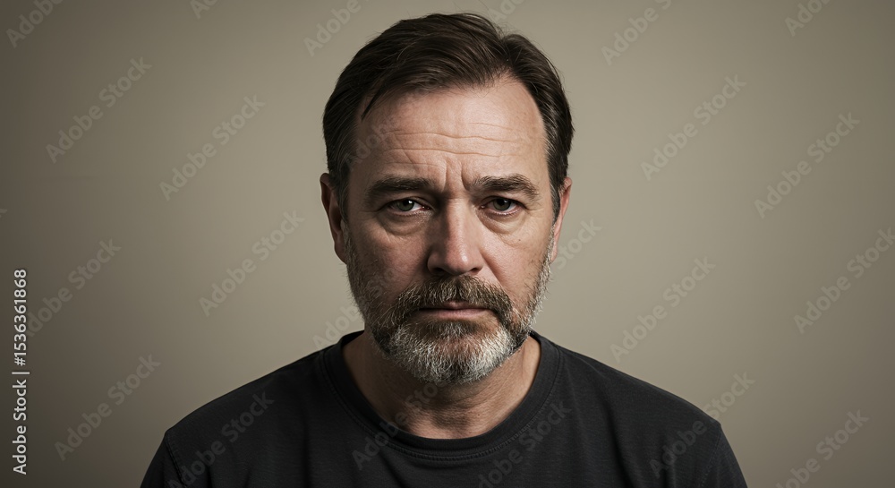 Obraz premium Portrait of a Man with a Serious Expression