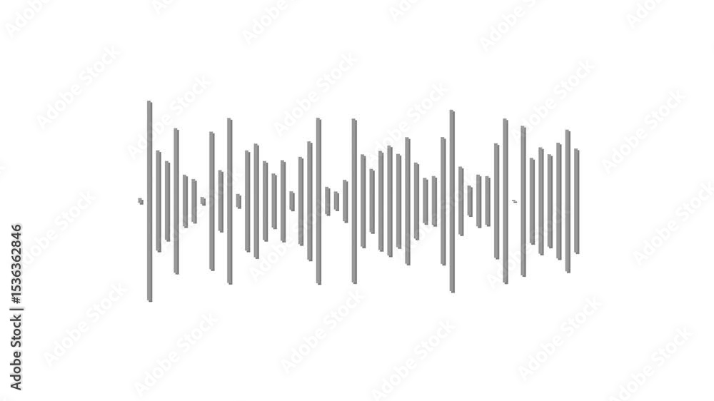 Sound waveform frequency. Black audio waves on white background. Seamless loop animation. Animation of an audio spectrum consisting of bars. Sound waveform frequency. Black audio waves on white background. Seamless loop animation. Animation of an audio spectrum consisting of bars.