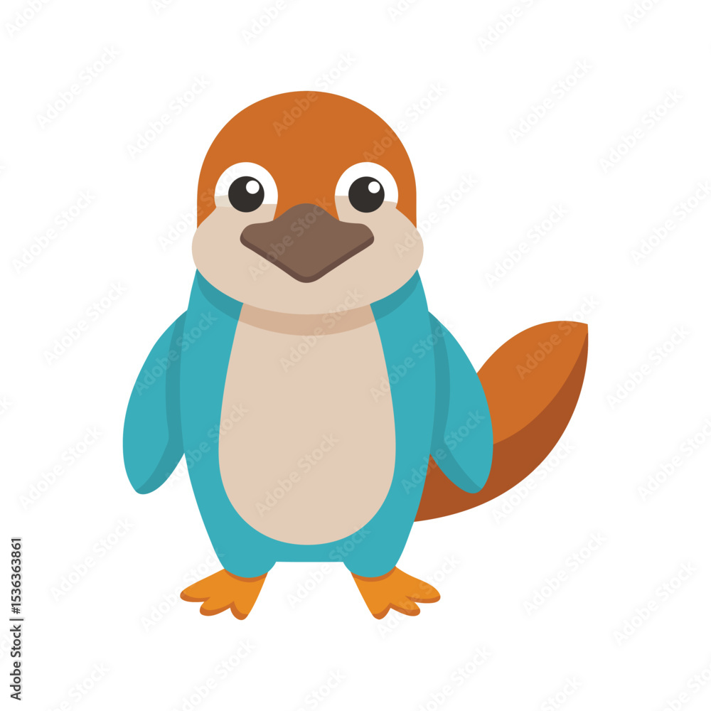 Obraz premium Flat and Minimal a platypus icon vector illustration on white background 