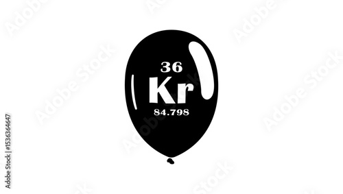 Krypton chemical symbol, black isolated silhouette