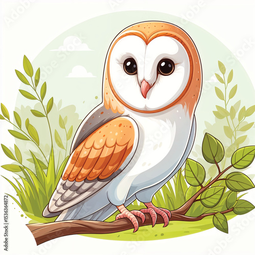 Barn Owl cartoon vector illustration isolated