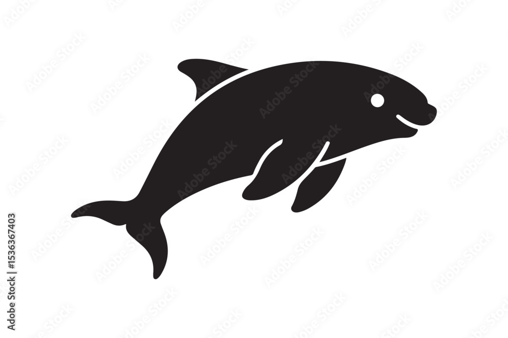 Fototapeta premium Cute Black porpoise Silhouette Vector Illustration Design Element