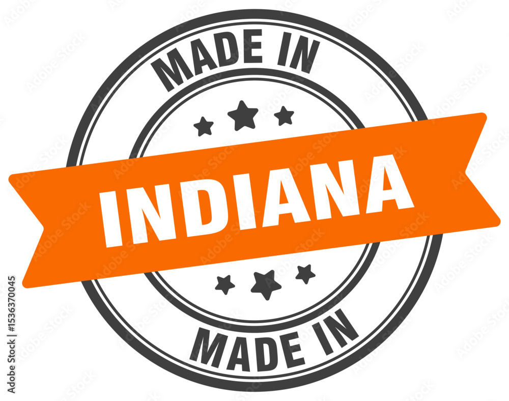 Fototapeta premium Made in Indiana round sign. Made in Indiana stamp.