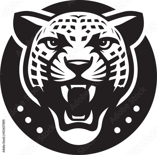 Black and White Jaguar Vector Illustration – Minimalist Wild Cat Silhouette Art	