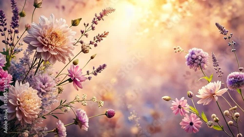 Stunning Floral Arrangement in Soft Sunlight with Lavender and Dahlias