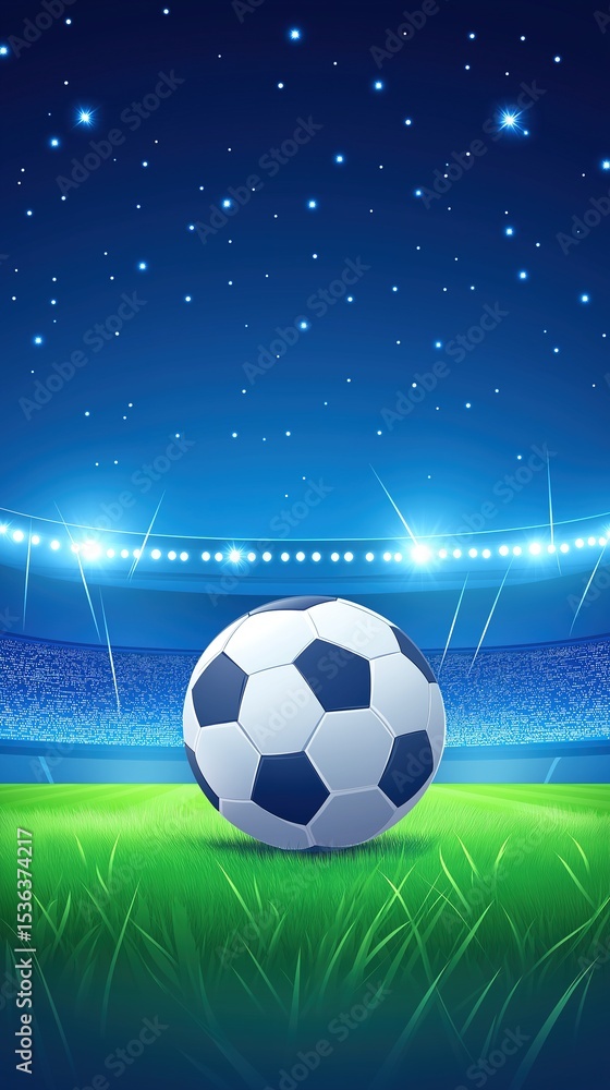 Naklejka premium Night Football Stadium Scene Illustration