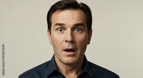 Astonished Man Portrait: A Close-Up Studio Shot
