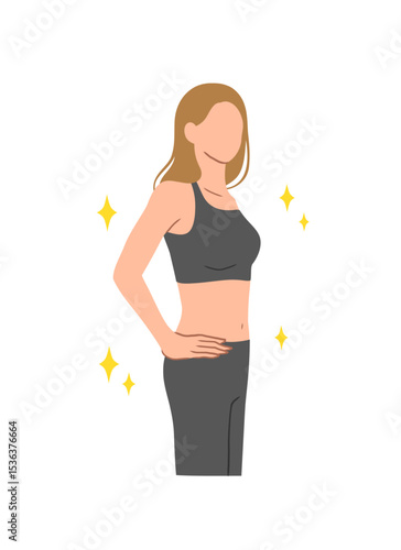 スタイルがいい女性の主線なしイラスト素材