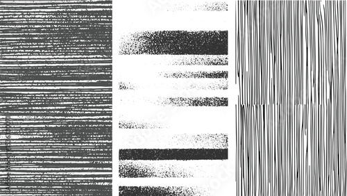 Abstract Black and White Texture Stripes Pattern Background Graphic Design Element Set gray