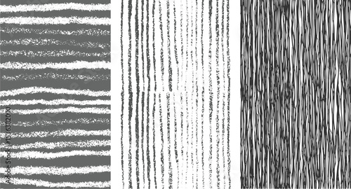 Three Abstract Gray and White Vertical Stripe Patterns Textured Backgrounds stripes