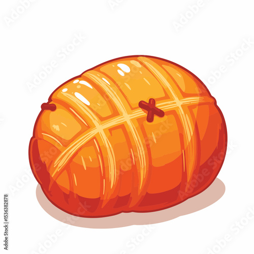 Delicious honey glazed ham on white background, festive culinary delight