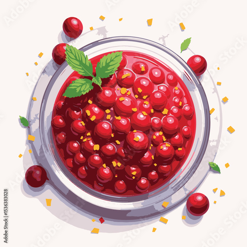 Vibrant cranberry relish in clear dish, festive treat