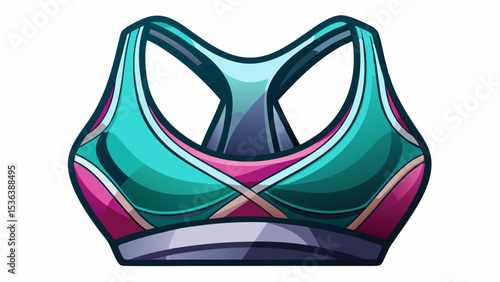 Close-up of a sport bra with smooth, breathable fabric, wide elastic band, and racerback design. Set against a clean white background, ideal for fitness, comfort, and modern lifestyle illustrations.