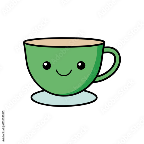 Green Smiling Tea Cup Icon