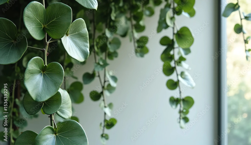 Fototapeta premium Close-up of a houseplant. White interior.