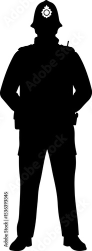 Uk police silhouette vector flat illustration design.