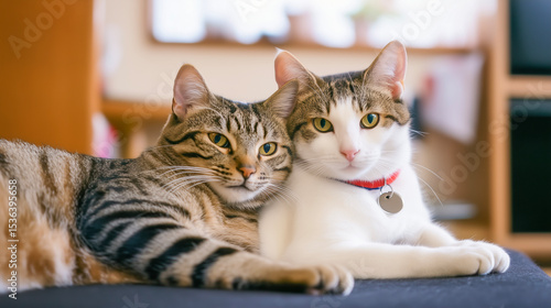 Wallpaper Mural Two Japanese cats relaxing indoors. Torontodigital.ca