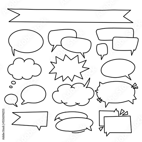 hand-drawn comic speech bubble set - vector outline collection for stickers, comics and design