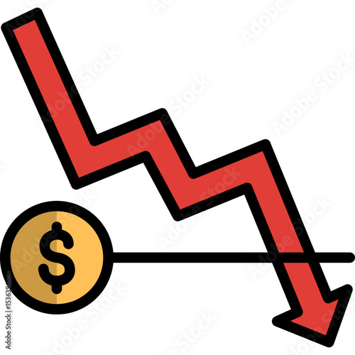 market meltdown icon illustration design with filled outline