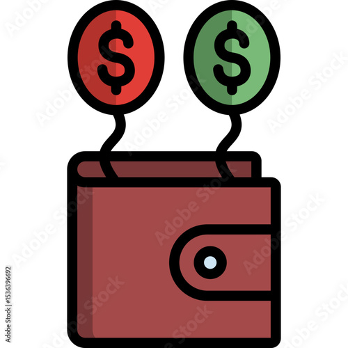 money mismanagement icon illustration design with filled outline