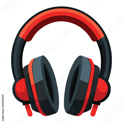 Vector Gaming Headphones .Customer service or gamer headset. Headphone with microphone. Vector graphic illustration. Isolated white background headphones