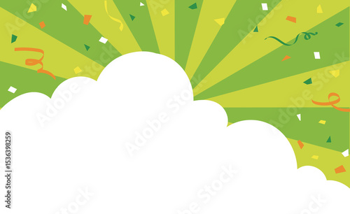 紙吹雪の舞う入道雲フレーム背景素材