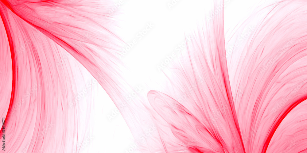 Obraz premium Pink abstract wave line hair texture line art background. Vibrant pink, white abstract fractal art with delicate flowing lines, ethereal feathery textures and Dynamic Movement, Dreamlike Digital art
