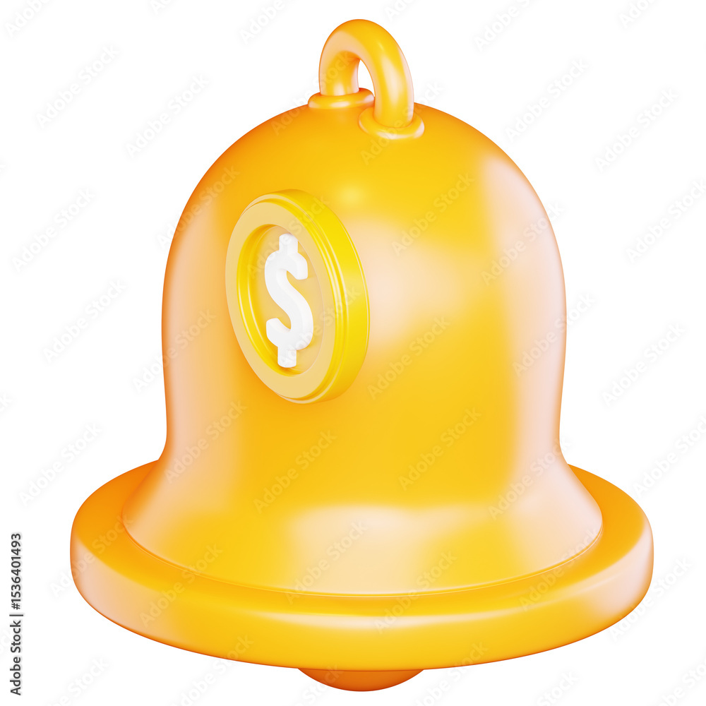 Fototapeta premium 3D Render of Notification Bell with Coin