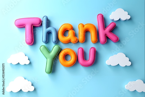 Sky Balloons Spelling Thank You in Paper Quilling Style