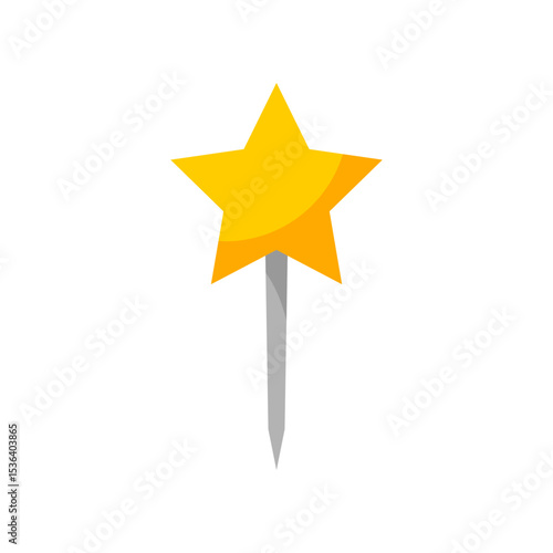 Yellow star needle pin icon flat vector design