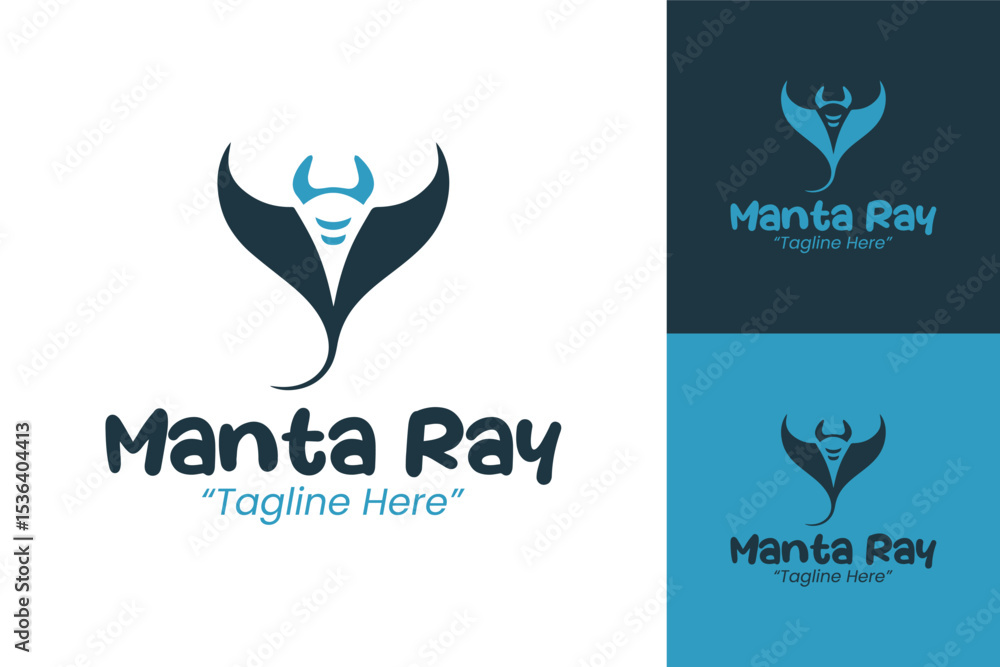 Fototapeta premium Creative and Minimalist Manta Ray Logo for Brand Identity and Logos