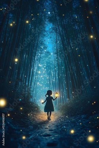 A child s dream journey through a moonlit bamboo forest