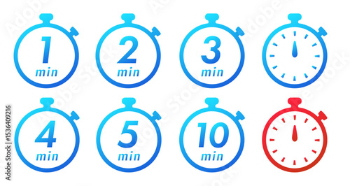 残り時間を表示するタイマー/ストップウォッチ/時計のアイコンイラストデザインセット(timer clock stopwatch 1min 2min 3min 4min 5min 6min 7min 8min 9min 10min 15min 20min 25min 30min 残り時間 シンプル アイコンイラスト ベクター 編集可能)	