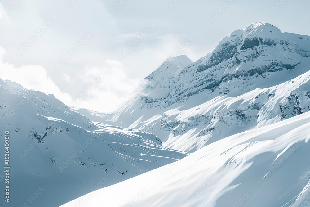 Obraz premium Majestic snow covered mountain peaks winter landscape