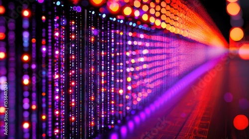 Illuminating data streams urban data center digital art night close-up view futuristic technology