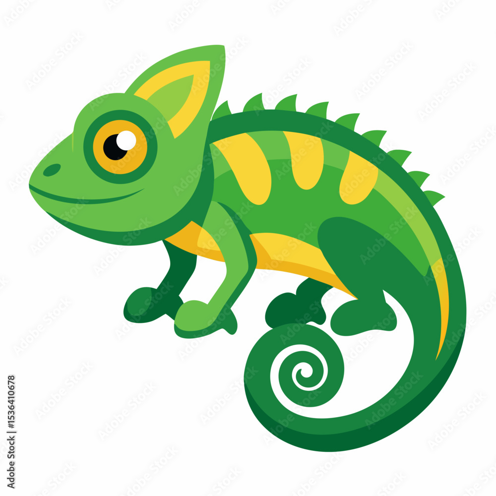 Fototapeta premium chameleon cartoon isolated on white