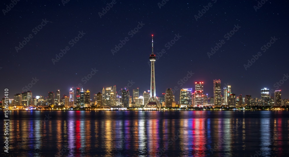 Obraz premium a city skyline at night