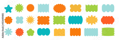 Abstract geometric shapes and icons. Colorful groovy brutal figures. Modern Swiss design aesthetic.