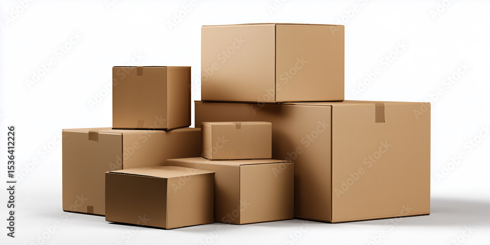 Assorted Cardboard Boxes in Neat Formation Assorted Cardboard Boxes in Neat Formation