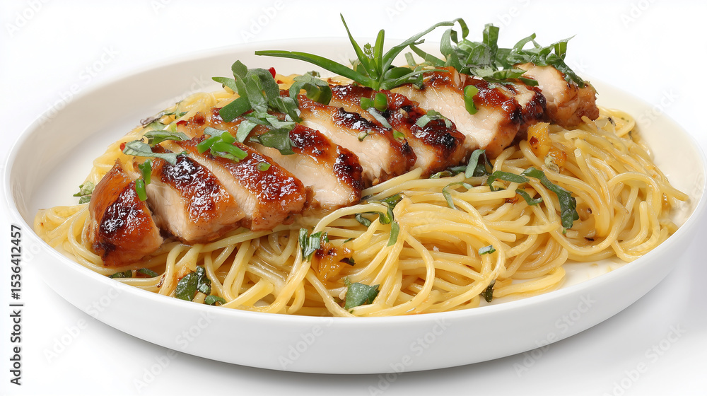 Classic Spaghetti with Chicken Strips and Fresh Greens Classic Spaghetti with Chicken Strips and Fresh Greens