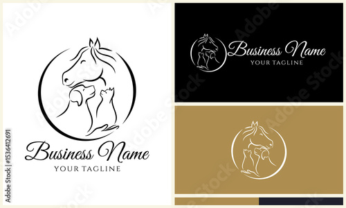 Horse Dog Cat Logo Design.