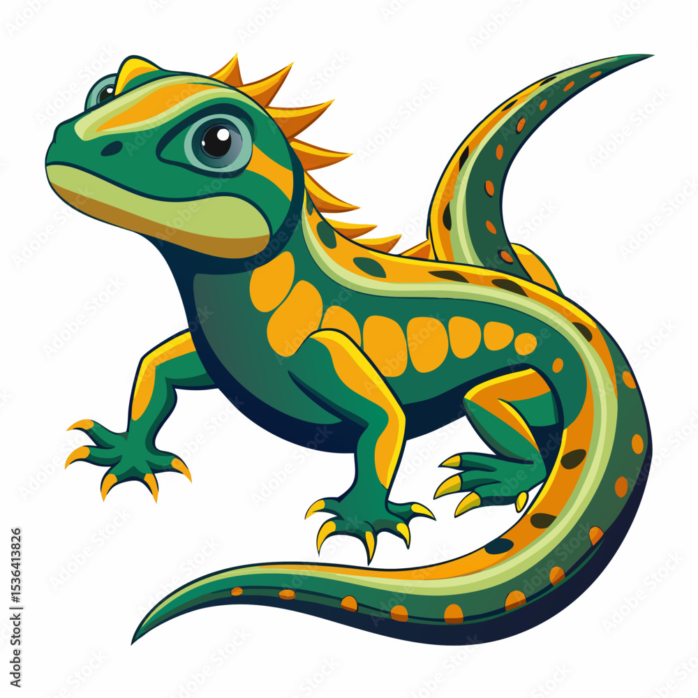 Fototapeta premium chameleon cartoon isolated on white