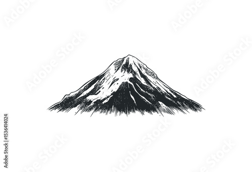 Detailed hand-drawn sketch of a majestic mountain. Vector retro hand drawn illustration